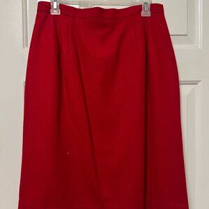 Vintage Isaac Hazan Red Wool Pencil Skirt